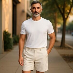 Ben Hogan Golf Shorts Men's 42 Beige Stretch Flat Front Slash Pockets Zip Fly